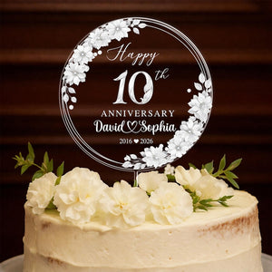 Personalized 10th Wedding Anniversary Gift Cake Topper, 10th Aluminum Wedding Gifts For Parents, Tin Anniversary Cake Topper, Husband Gift