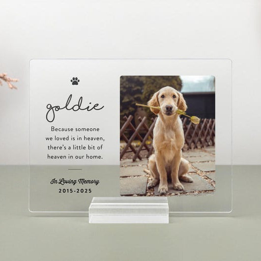 Custom Pet Memorial Plaque: Personalized Photo Acrylic Dog or Cat Sympathy Gift