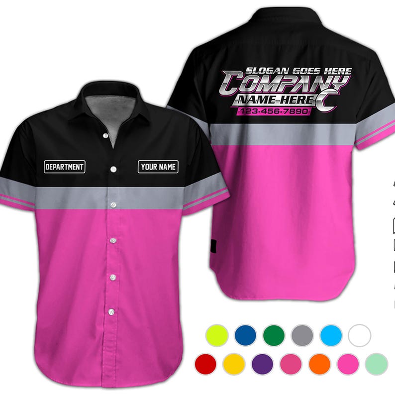 Personalized Name, Phone Number Mechanic Hawaii Shirt, Auto Repair Uniform, Name Work Shirt, Garage Gift, Mechanic Gift, Father's Day Gift