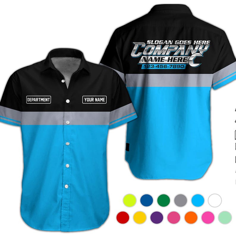 Personalized Name, Phone Number Mechanic Hawaii Shirt, Auto Repair Uniform, Name Work Shirt, Garage Gift, Mechanic Gift, Father's Day Gift