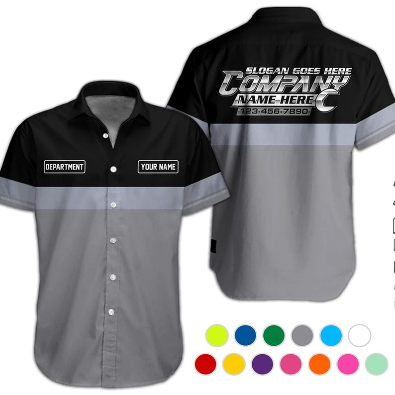 Personalized Name, Phone Number Mechanic Hawaii Shirt, Auto Repair Uniform, Name Work Shirt, Garage Gift, Mechanic Gift, Father's Day Gift