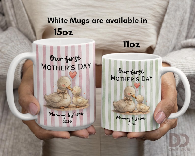 Personalized First Mothers Day Mug, Striped Mom Cup, New Mom Keepsake Gift from Baby, First Time Mom Gift, Custom Mom Mug for Mother's Day