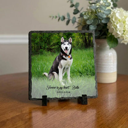 Personalized Pet Memorial Photo Slate Stone: Dog Loss Gift