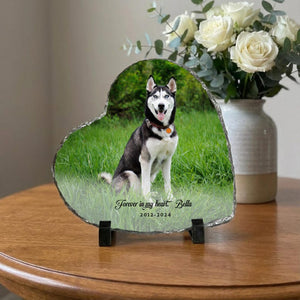 Personalized Pet Memorial Photo Slate Stone: Dog Loss Gift