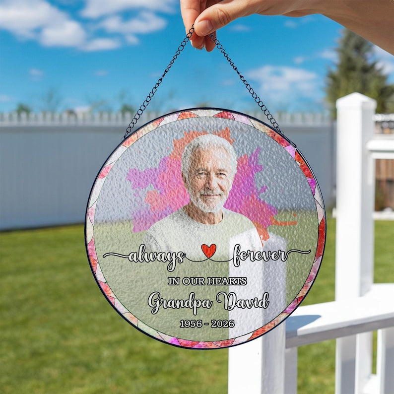 Custom Photo Portrait Glass Suncatcher, Loss of Mom Dad, Photo Memorial Suncatcher, Sympathy Gifts, Remembrance Gifts, Memorial Grandma Gift