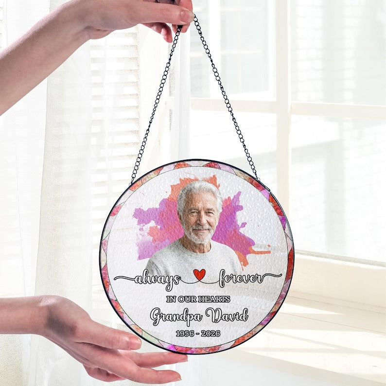 Custom Photo Portrait Glass Suncatcher, Loss of Mom Dad, Photo Memorial Suncatcher, Sympathy Gifts, Remembrance Gifts, Memorial Grandma Gift