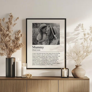 Personalised Mothers Day Gift, Custom name photo Mum Definition print. Gift from Daughter. First Mummy idea. Minimalist Wall Art.