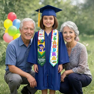 Custom Kids Graduation Stole With Name & Photo, Personalized Crayon Graduation Sash, Kindergarten Grad 2026, First Grade Gift for Graduate