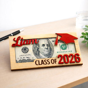 Custom Graduation Cash Holder, Class of 2026 Gift, Gift for Graduate Student, High School Senior Gift, Grad Party Gift