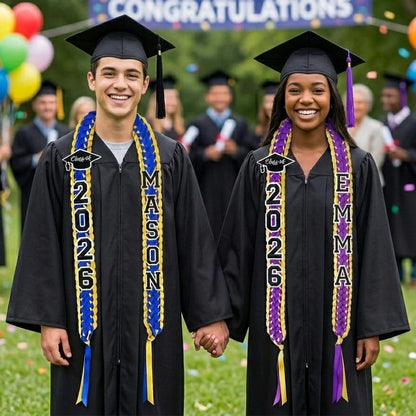 Custom 2026 Graduation Lei with Name & Grad Cap, Personalized Ribbon Lei for Senior Night, Unique Handmade Graduation Gift for Class of 2026