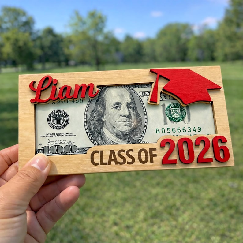 Custom Graduation Cash Holder, Class of 2026 Gift, Gift for Graduate Student, High School Senior Gift, Grad Party Gift