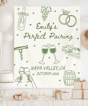 Perfect Pairing Bachelorette Banner, Custom Wine Bachelorette Backdrop, Napa Valley Bridal Shower Sign, Winery Bach Party Decor Personalized