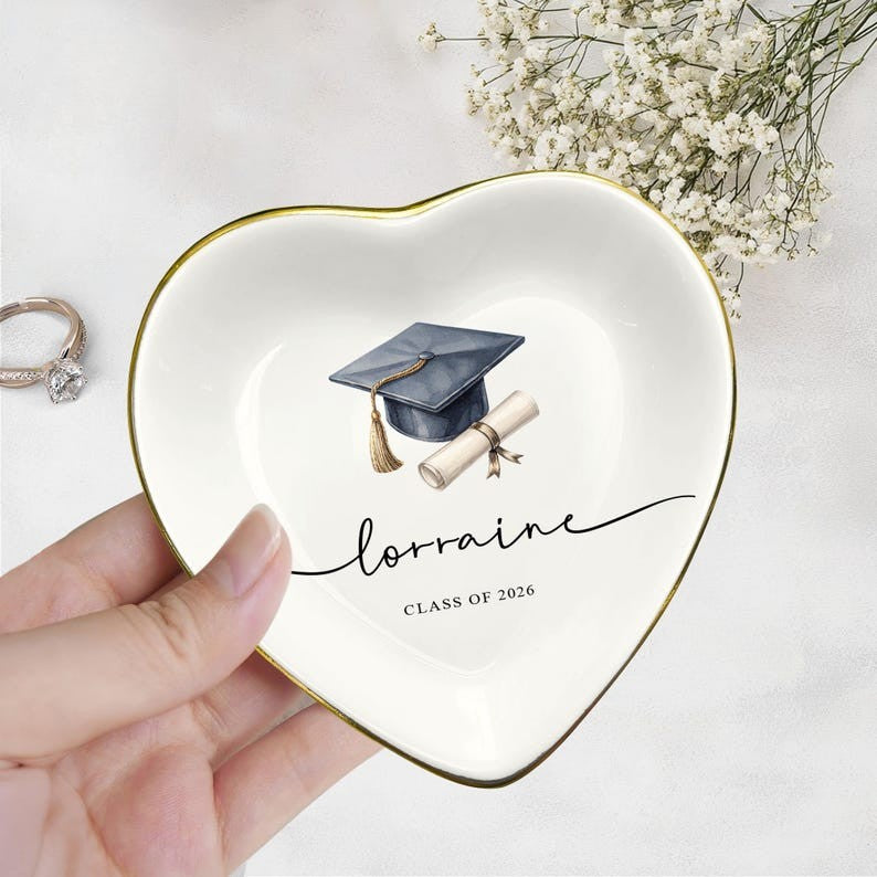 Personalized Graduation Ring Dish, Class of 2026, Jewelry Dish with Name, Gift for Friend, Graduation Gift For Her, Graduation 2026 Gifts