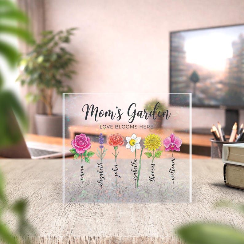 Grandmas Garden Plaque Gift for Grandma, Personalized Gifts for Mothers Day Gifts, Personalized Flower Acrylic plaque