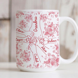 Personalized Grandma Mug, Holding Hands Mugs Mother's Day Gift for Grandma