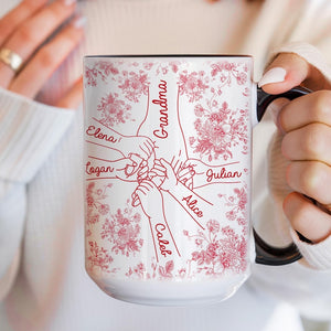Personalized Grandma Mug, Holding Hands Mugs Mother's Day Gift for Grandma