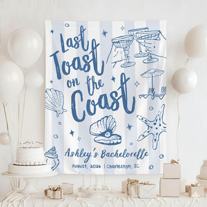 Custom Coastal Bachelorette Banner, Last Toast On The Coast Photo Backdrop, Beach Bach Weekend Welcome Sign, Coastal Girl Party Wall Decor