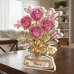 Personalized Mother's Day Gift, Rose Flower Plaque, Gift For Mom Acrylic Plaque, Grandma Gift, Flower Decoration