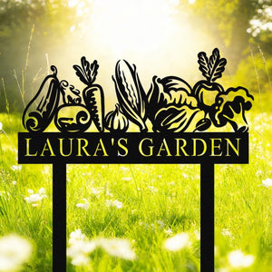 Custom Garden Sign with Stake, Flower Design Personalized Garden Sign, Gardener Name Sign, Yard Sign, Mom's Metal Garden Sign, Porch Decor