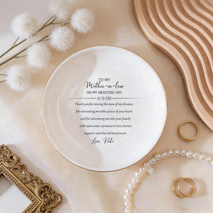Personalized Mother-in-Law Gift for Mother of the Groom Wedding Ring Dish, Ceramic Trinket Tray, Mom Gift from Bride, Custom Ring Dish