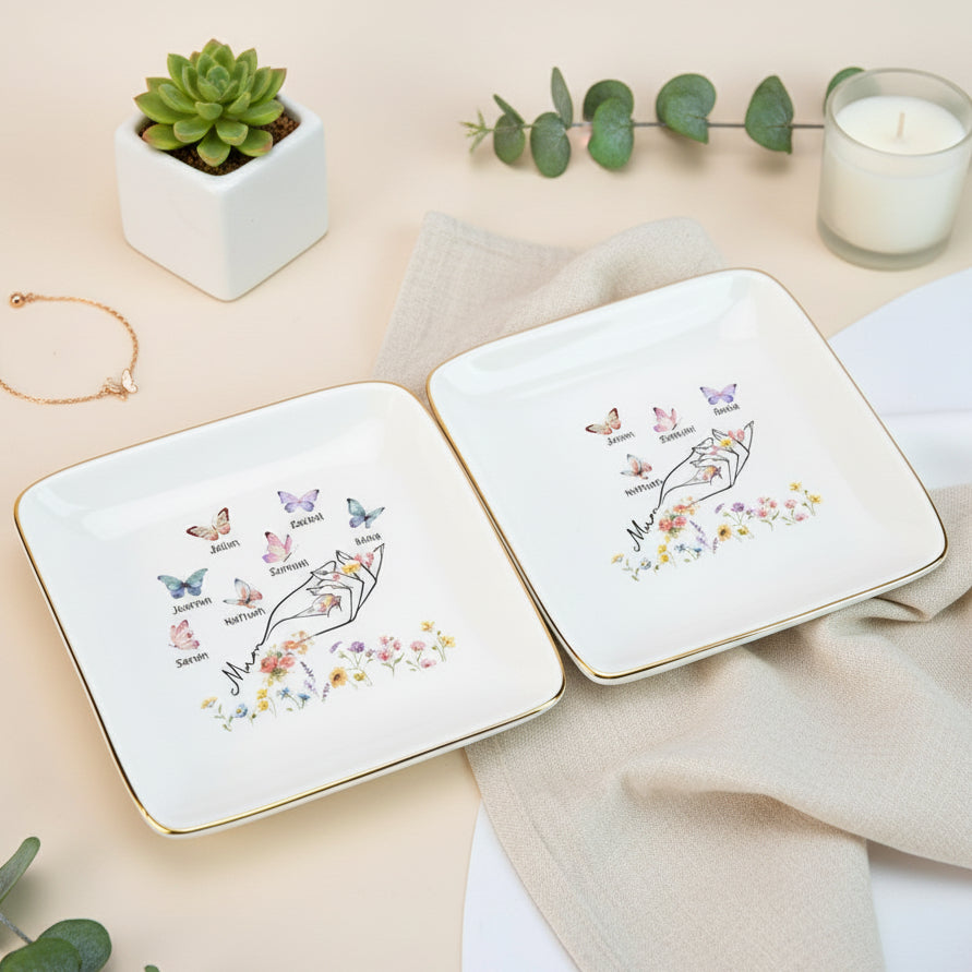 Personalized Mother s Day Gift for Mom Jewelry Dish Floral Ring Dish For Mom Gift from Kids,Mothers Day Gift for Mom Nana Mimi Grandma Gifts