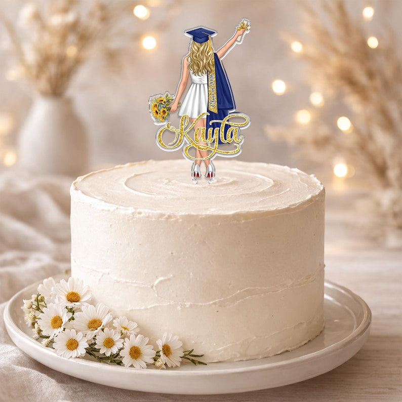 Custom Graduation Cake Topper For Girls, Class Of 2026 Cake Topper, Grad Party Decor, Senior Gift For Daughter, Graduation Gifts For Her