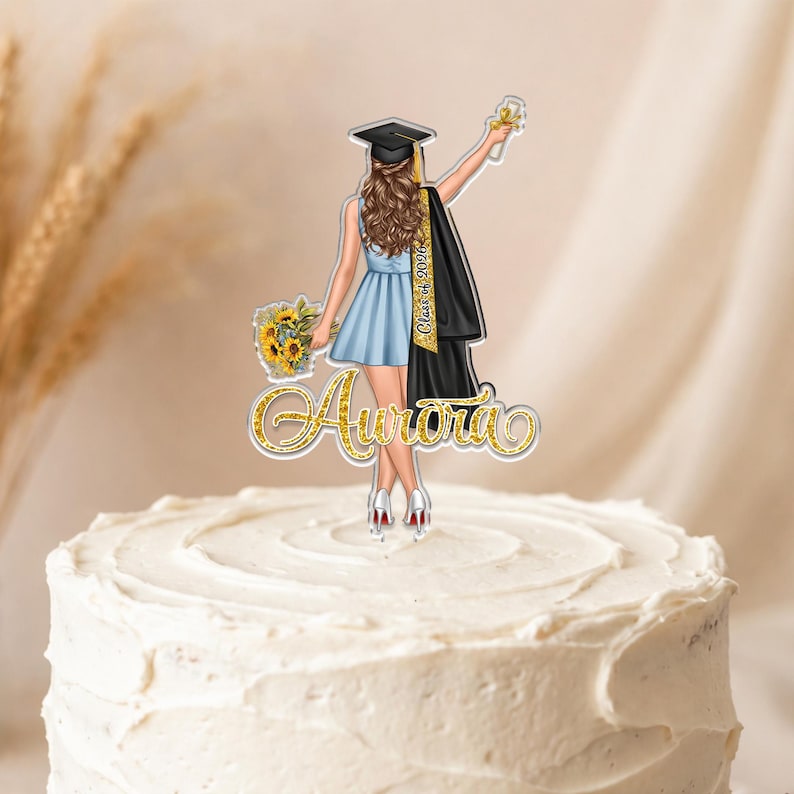 Custom Graduation Cake Topper For Girls, Class Of 2026 Cake Topper, Grad Party Decor, Senior Gift For Daughter, Graduation Gifts For Her