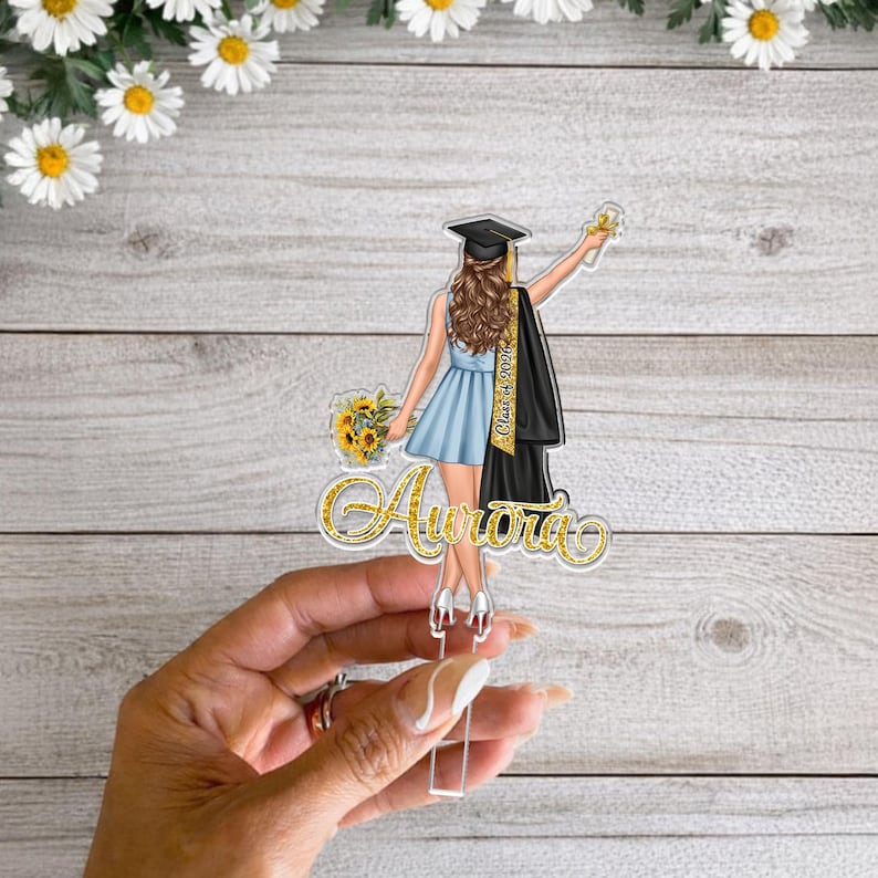Custom Graduation Cake Topper For Girls, Class Of 2026 Cake Topper, Grad Party Decor, Senior Gift For Daughter, Graduation Gifts For Her