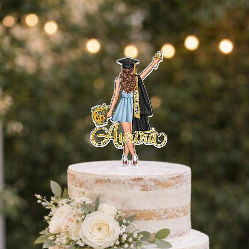 Custom Graduation Cake Topper For Girls, Class Of 2026 Cake Topper, Grad Party Decor, Senior Gift For Daughter, Graduation Gifts For Her