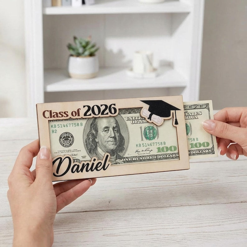 Personalized Wood Graduation Money Holder 2026 : Gift for Him/Her Class of 2026,High School Graduation,Gift for Graduates,High School Senior