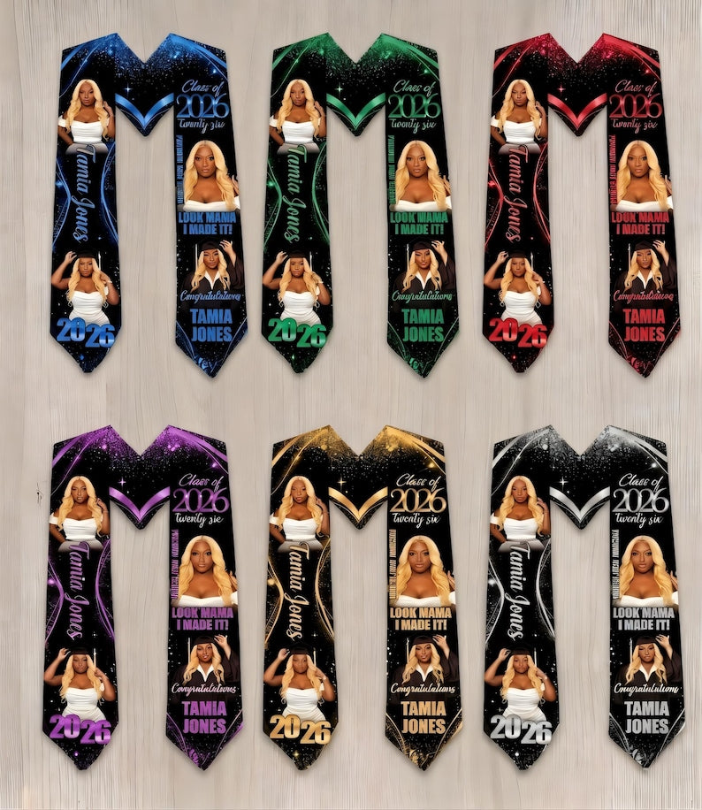 Custom Photo Graduation Stole, Personalized Class of 2026 Stole, Gifts for Student Graduation Gift Teacher Gift