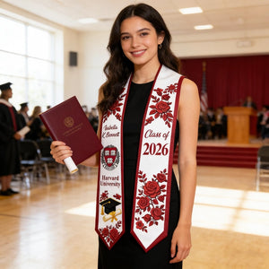 Custom Graduation Stole Class of 2026, Personalized Logo&Name Graduation Sash