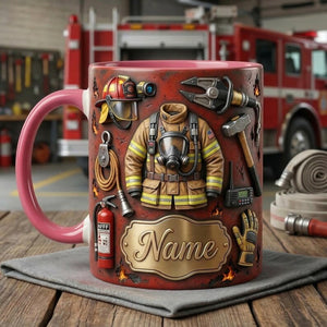 Fire Fighter Mug 3D, Faux 3D Mug, Firefighter Gift Idea, Fireman Coffee Mug, First Responder Mug, Gift for Hero