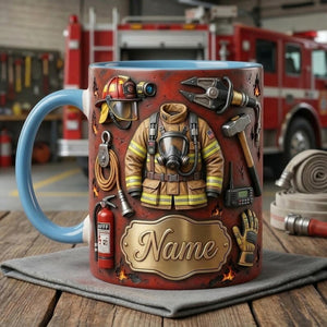 Fire Fighter Mug 3D, Faux 3D Mug, Firefighter Gift Idea, Fireman Coffee Mug, First Responder Mug, Gift for Hero