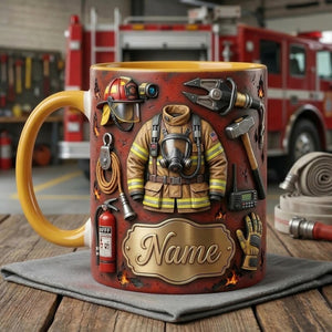 Fire Fighter Mug 3D, Faux 3D Mug, Firefighter Gift Idea, Fireman Coffee Mug, First Responder Mug, Gift for Hero