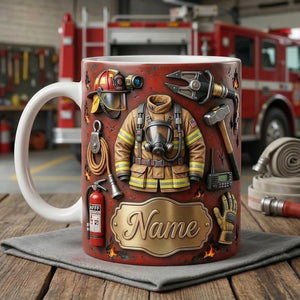 Fire Fighter Mug 3D, Faux 3D Mug, Firefighter Gift Idea, Fireman Coffee Mug, First Responder Mug, Gift for Hero