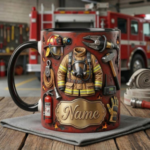 Fire Fighter Mug 3D, Faux 3D Mug, Firefighter Gift Idea, Fireman Coffee Mug, First Responder Mug, Gift for Hero