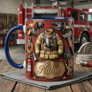 Fire Fighter Mug 3D, Faux 3D Mug, Firefighter Gift Idea, Fireman Coffee Mug, First Responder Mug, Gift for Hero