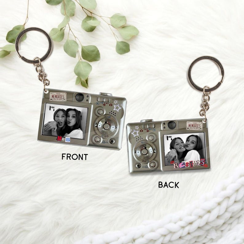 Personalized Digital Camera Keychain, Custom Picture Keychain, Anniversary Gift, Gift For him, Mother s day Gifts, Vintage Couple Gifts