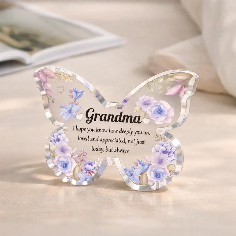 Grandma Gift Acrylic Butterfly, Gift for Grandma, Mother's Day Grandma Gift, Grandma Desk Decor, Grandmother Birthday Gift