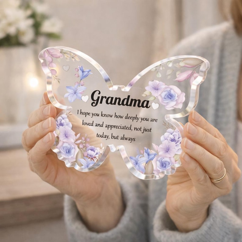 Grandma Gift Acrylic Butterfly, Gift for Grandma, Mother's Day Grandma Gift, Grandma Desk Decor, Grandmother Birthday Gift