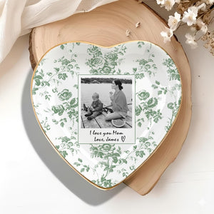 Personalized Mom Photo Jewelry Dish, Custom Photo Wedding Ring Dish, Toile De Jouy Photo Trinket Tray, Mother Of The Bride Gift, MOB Gifts