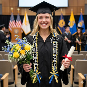 Personalized Ribbon Graduation Lei, Custom Name Grad Lei with Satin Ribbons, Class of 2026 Gift, Senior Celebration Accessory