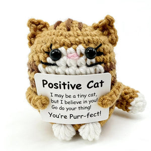Emotional Support Desk Buddy, Custom Crochet Cat Doll, Funny Coworker Gift, Pawsitive Affirmation Decor, Cat Lover Gift, Cheer Up Gift