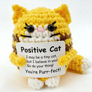Emotional Support Desk Buddy, Custom Crochet Cat Doll, Funny Coworker Gift, Pawsitive Affirmation Decor, Cat Lover Gift, Cheer Up Gift