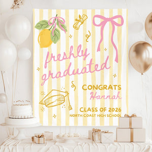 Custom Freshly Graduated Banner, 2026 Graduation Backdrop, Graduation Party Decorations, Class of 2026 Sign, Graduation Party Welcome