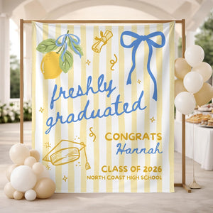 Custom Freshly Graduated Banner, 2026 Graduation Backdrop, Graduation Party Decorations, Class of 2026 Sign, Graduation Party Welcome