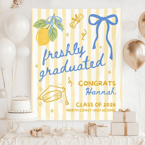 Custom Freshly Graduated Banner, 2026 Graduation Backdrop, Graduation Party Decorations, Class of 2026 Sign, Graduation Party Welcome