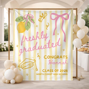 Custom Freshly Graduated Banner, 2026 Graduation Backdrop, Graduation Party Decorations, Class of 2026 Sign, Graduation Party Welcome