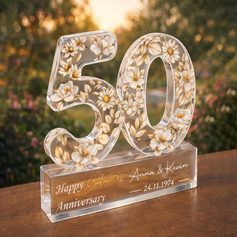 Personalized 50th Anniversary Gift, Golden Anniversary Block, Anniversary Gifts, 50th Anniversary Gift for Husband Wife Parents